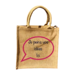 sac jute medium personnalisable à la main par Elles et No.