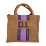 sac en jute avec monogramme peint à la main par Elles et No.