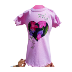 T-shirt fille rose avec coeur peint à la main par Elles et No.