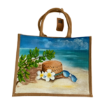 Sac de plage personnalisé en jute peint à la main par Elles et No.