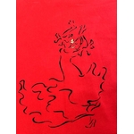 Tote bag rouge avec danseuse flamenco peinte à la main (2)