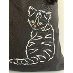 Tote bag noir avec chat peint à la main  (4)