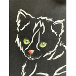 Tote bag noir avec chat peint à la main  (5)