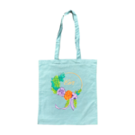 Tote  bag bleu zen avec fleurs peintes main  (2)