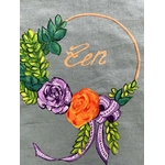 Tote  bag bleu zen avec fleurs peintes main  par Elles et No.