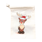 pochon beige renne mignon de Noël peint main par Elles et No.
