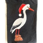 pochon noir cigogne de Noël peinte main  par Elles et No.