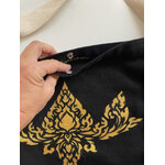 sac coton noir bio avec fleur de lotus thai peinte à la main  par Elles et No.