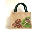 sac jute les châtaignes peint à la main par Elles et No.