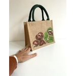 sac jute les châtaignes peint à la main par Elles et No.