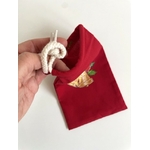 Pochon en coton rouge avec des cloches de Noël peintes à la main (6)