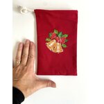 Pochon en coton rouge avec des cloches de Noël peintes à la main par Elles et No.