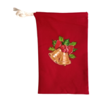 Pochon en coton rouge avec des cloches de Noël peintes à la main par Elles et No.