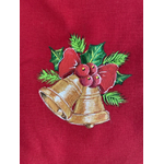 Pochon en coton rouge avec des cloches de Noël peintes à la main (5)