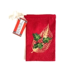 Pochon en coton avec houx et plume dor peints à la main  par Elles et No.