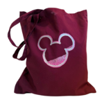tote bag bordeaux avec tête de mickey Mouse peinte à la main par Elles et No.