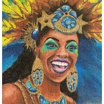 sac jute Xl avec portrait de brésilienne durant le carnaval, peint à la main (3)