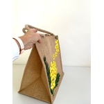 sac jute M avec des mimosas peints à la main par Elles et No.