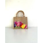 sac jute avec des tulipes peintes à la main par Elles et No.