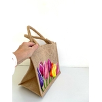 sac jute avec des tulipes peintes à la main (5)