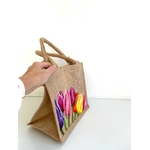 sac jute avec des tulipes peintes à la main par Elles et No.