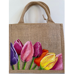 sac jute avec des tulipes peintes à la main par Elles et No.