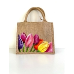 sac jute avec des tulipes peintes à la main par Elles et No.