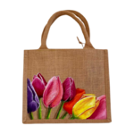 sac jute avec des tulipes peintes à la main (1)