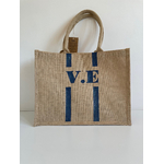grand sac en jute à personnaliser avec un monogramme peint à la main par Elles et No.