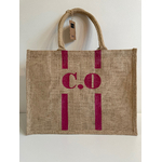 grand sac en jute à personnaliser avec un monogramme peint à la main par Elles et No.