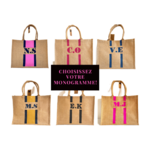 grand sac en jute à personnaliser avec un monogramme peint à la main par Elles et No.