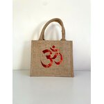 symbole hindouiste OM peint à la main sur un sac en jute S par Elles et No.