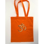ssymbole hindouiste  peint à la main sur un tote bag orange par Elles et No.