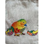 pochons paques avec un poussin style pop art très coloré peint à la main par Elles et No.