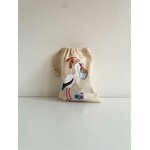 pochon beige de pâques avec cigogne peint à la main par Elles et No.