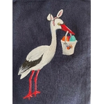 pochon de pâques avec une cigogne peinte à la main par Elles et No.