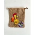 ppochon jute avec une poule de pâques peinte main par Elles et No.