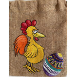 pochon jute avec une poule de pâques peinte main par Elles et No.
