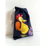 pPochon coton marine avec une poule de Pâques peinte main par Elles et No.