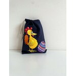 Pochon coton marine avec une poule de Pâques peinte main par Elles et No.