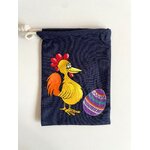 Pochon coton marine avec une poule de Pâques peinte main par Elles et No.
