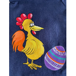 Pochon coton marine avec une poule de Pâques peinte main