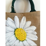 sac en jute avec une grosse marguerite peinte  à la main par Elles et No.
