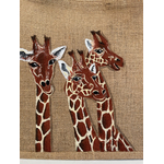 sac jute XL avec des girafes rigolotes peintes à la main par Elles et No.