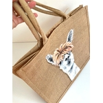 Sac en jute taille XL avec un lama rigolo peint à la main par Elles et No.