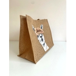 Sac en jute taille XL avec un lama rigolo peint à la main par Elles et No.