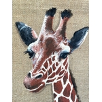 sac en jute XL avec une girafe peinte à la main par Elles et No.