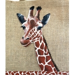 sac en jute XL avec une girafe peinte à la main par Elles et No.