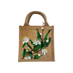 sac en jute avec fleurs de myrte corse peintes à la main par Elles et No.