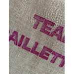 Sac en jute avec le message team paillettes peint à la main à la couleur pailletée par Elles et No.